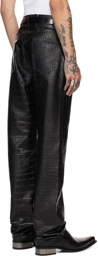 LU'U DAN Black Croc Faux-Leather Trousers