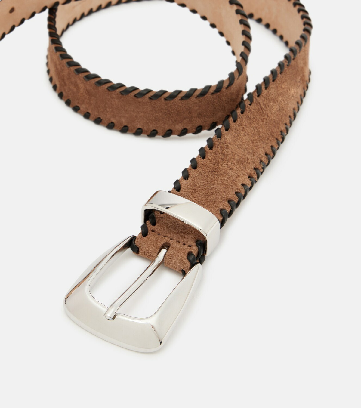 Khaite Benny leather-trimmed suede belt
