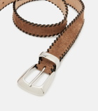 Khaite Benny leather-trimmed suede belt