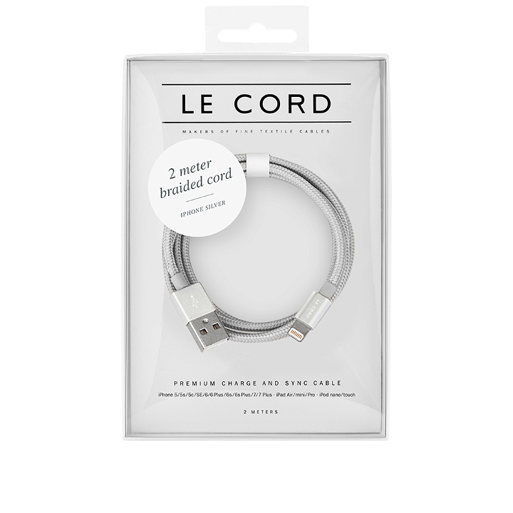 Photo: Le Cord Solid Silver Braided 2m Lightning Cable