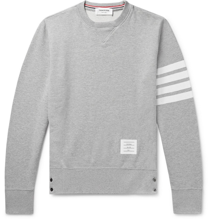 Photo: Thom Browne - Slim-Fit Striped Loopback Cotton-Jersey Sweatshirt - Men - Gray