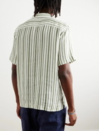 Frescobol Carioca - Angelo Camp-Collar Striped Linen Shirt - Green