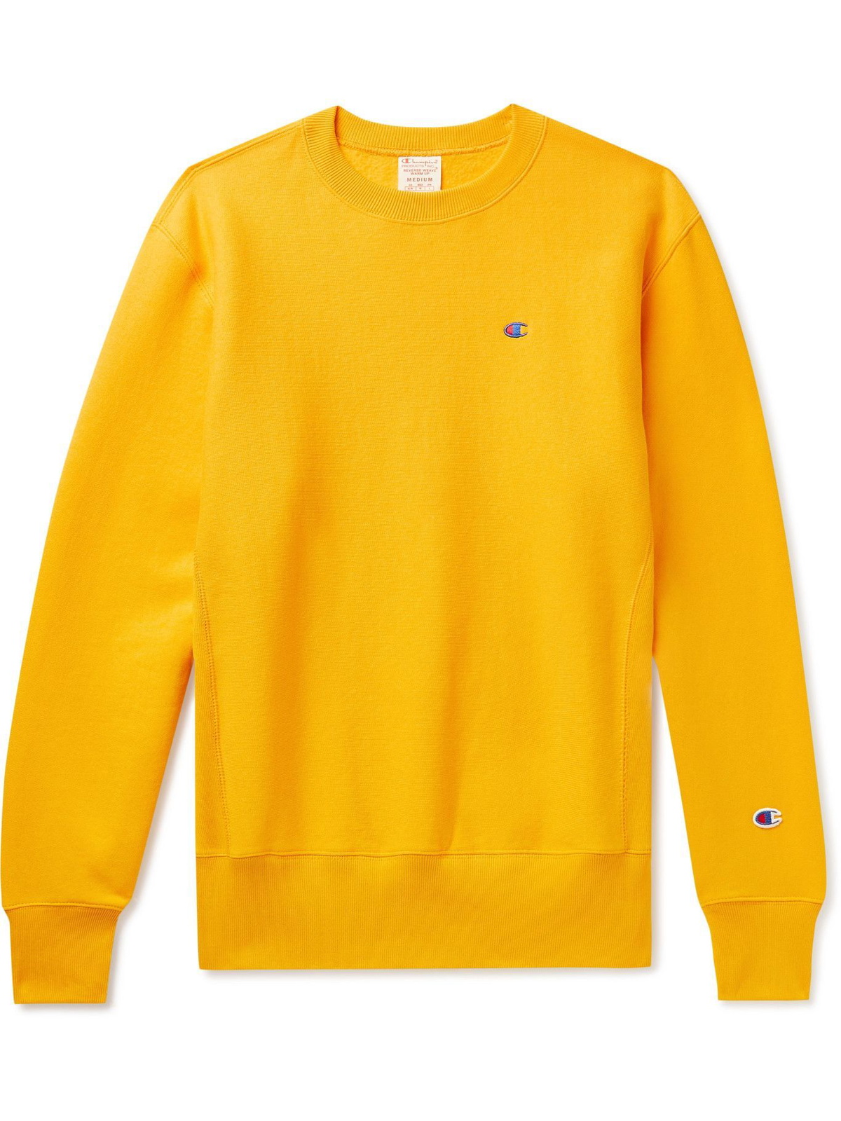 innovation elefant Møntvask CHAMPION - Logo-Embroidered Fleece-Back Cotton-Blend Jersey Sweatshirt - Yellow  Champion