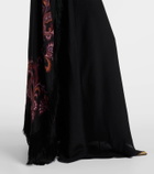 Etro Paisley caped fringed silk gown