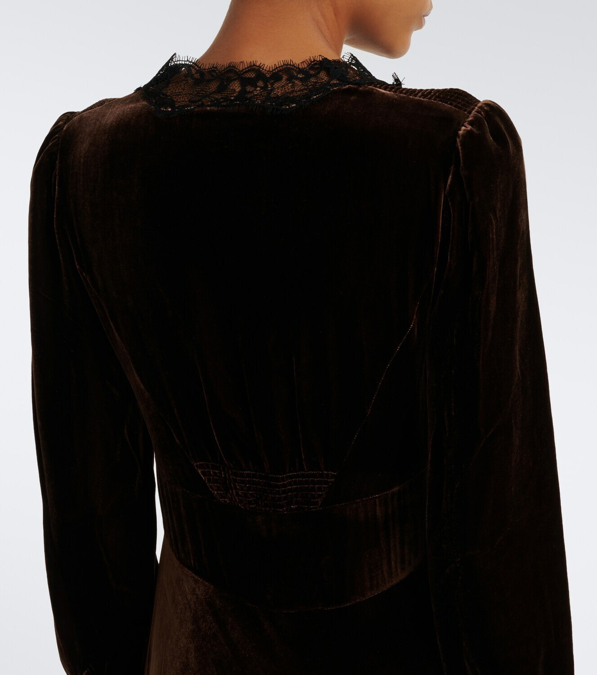 Rixo Emory lace-trimmed velvet maxi dress