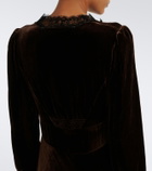 Rixo Emory lace-trimmed velvet maxi dress