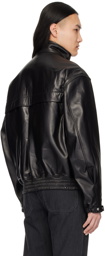 Solid Homme Black Hooded Leather Jacket