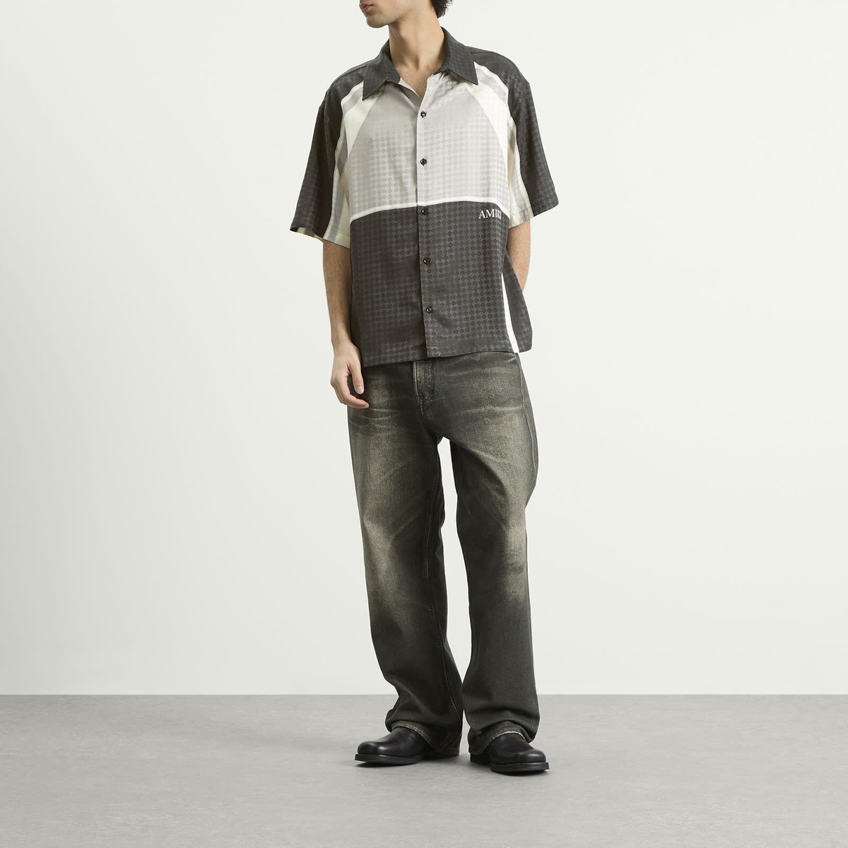 AMIRI Men's MA Quad Panel Camp Shirt in Black Amiri