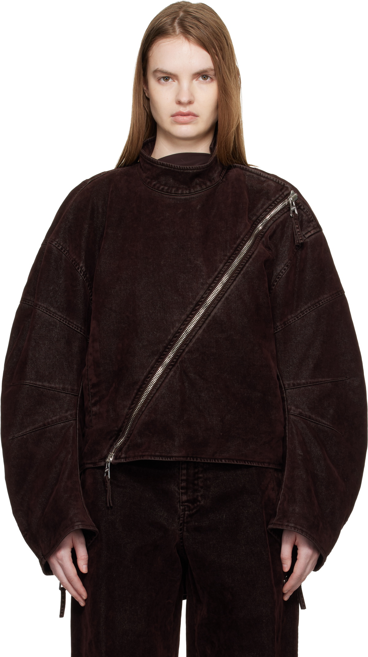Jean Paul Gaultier Brown Minimal Moto Jacket