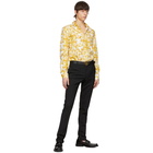 Versace Jeans Couture White and Gold Logo Baroque Print Shirt