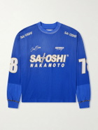 Satoshi Nakamoto - Moto Logo-Print Mesh T-Shirt - Blue