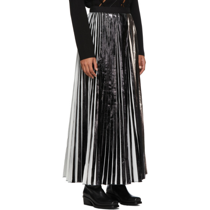 Proenza Schouler Black and Silver Foil Pleated Skirt Proenza Schouler