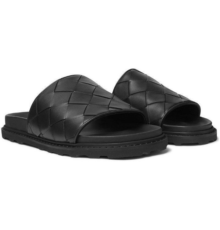 Photo: Bottega Veneta - Intrecciato Leather Slides - Black