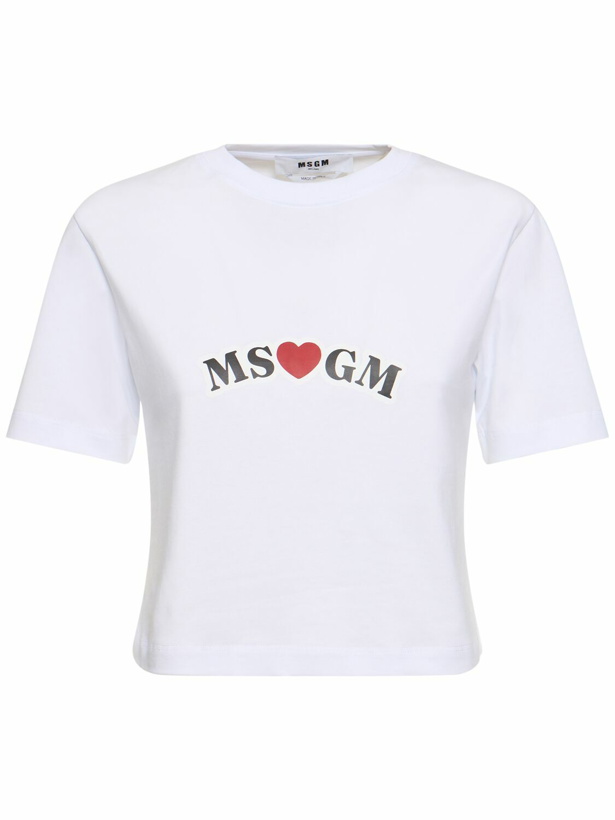 Photo: MSGM Logo Cotton Jersey Crop T-shirt