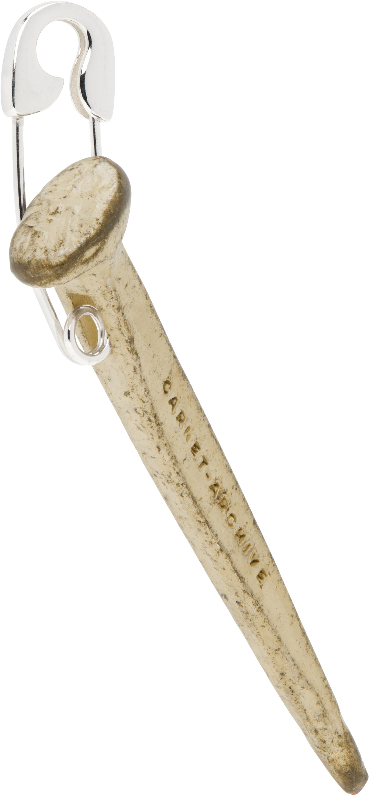 CARNET-ARCHIVE Silver Nail & Safety Pin Single Earring