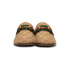 Gucci Beige and Brown GG Bonny Loafers