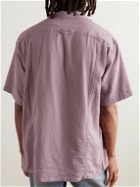 Corridor - High Twist Camp-Collar Crinkled-Cotton Shirt - Purple