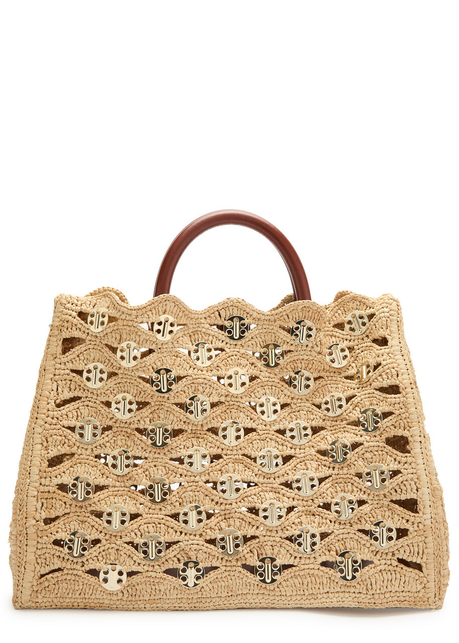 Rabanne 1969 Embellished Raffia Tote - Natural - One Size