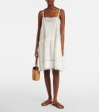 Prada Lace-trimmed linen minidress