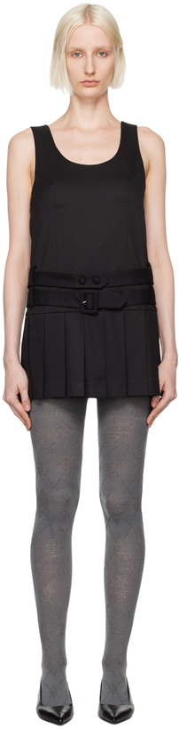 Photo: OPEN YY Black Belted Pleated Minidress