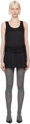 OPEN YY Black Belted Pleated Minidress