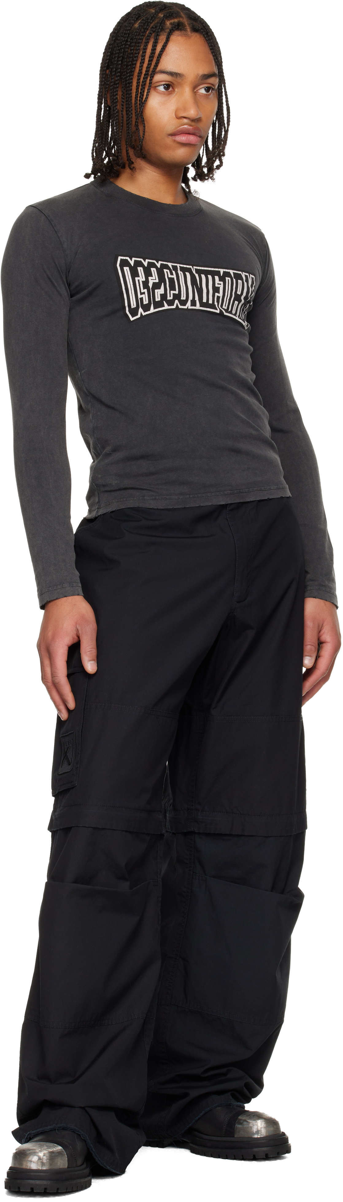 032c Black Double-Edged Sword Cargo Pants