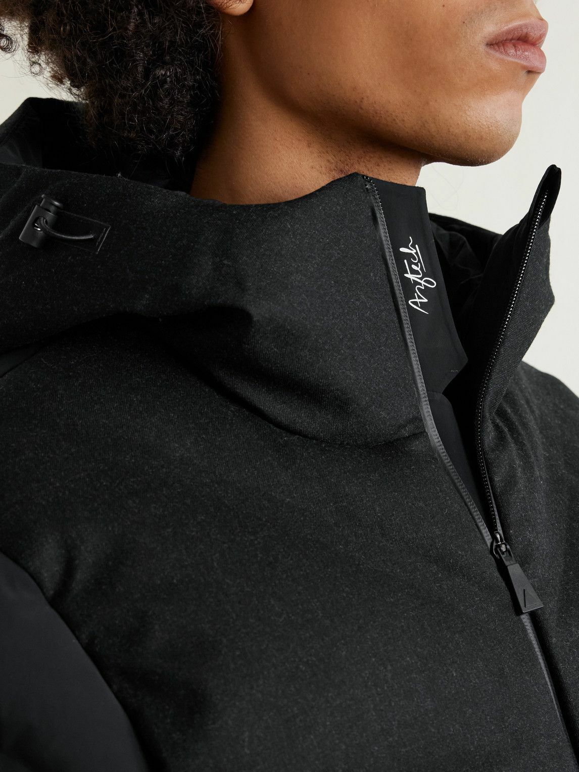 Aztech Mountain - Wool-Blend Trimmed Shell Down Jacket - Black