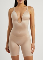 Spanx Suit Your Fancy Open-Bust Mid-Thigh Bodysuit Beige