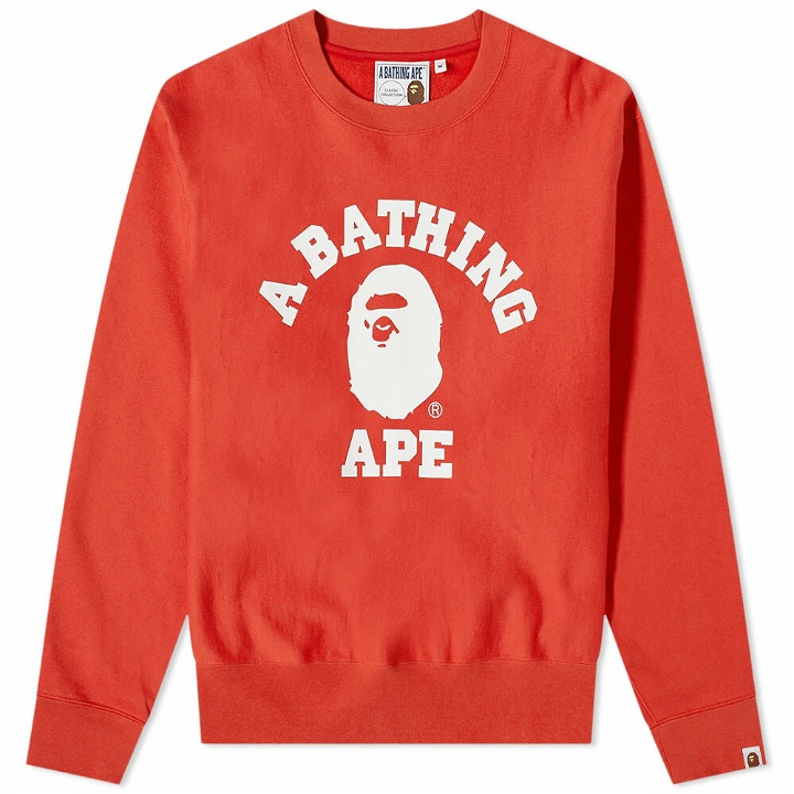 Photo: A Bathing Ape Men's Relaxed College Crew Sweat in Red