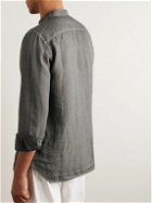 120% - Grandad-Collar Linen Shirt - Gray
