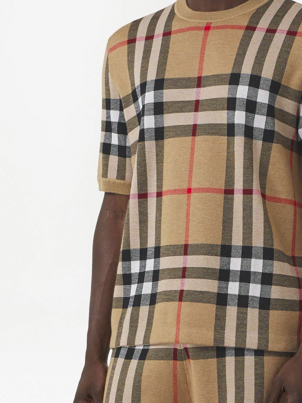 BURBERRY - Check Motif Wool T-shirt Burberry