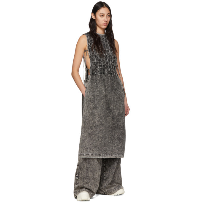 S.R. STUDIO. LA. CA. Black Checkered Pleats Mineral Wash Bib Dress
