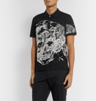 Alexander McQueen - Slim-Fit Printed Cotton-Piqué Polo Shirt - Black