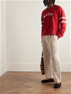 BODE - Appliquéd Striped Cotton-Jersey Sweatshirt - Red