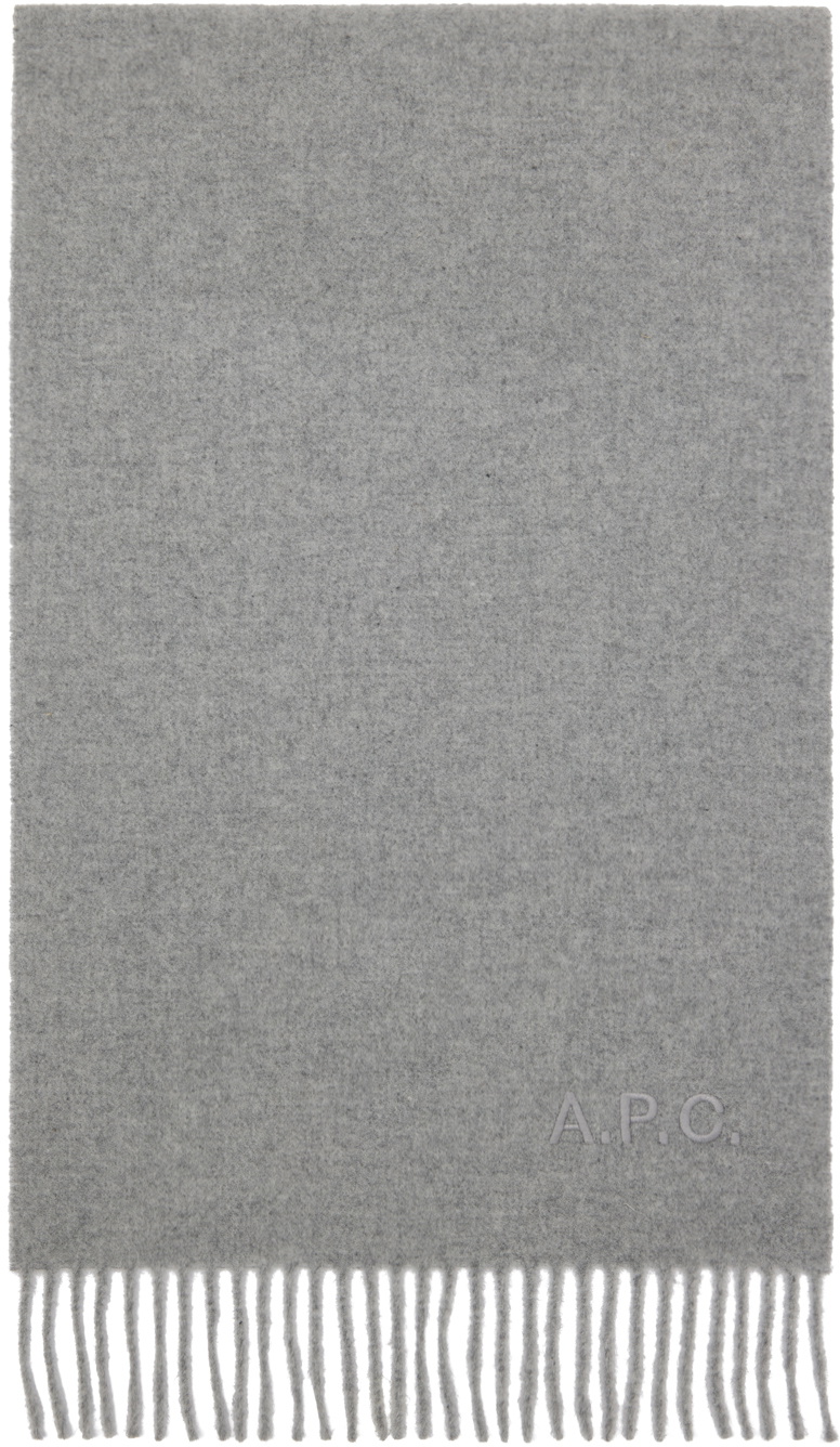 Photo: A.P.C. Gray Ambroise Embroidered Scarf