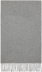 A.P.C. Gray Ambroise Embroidered Scarf