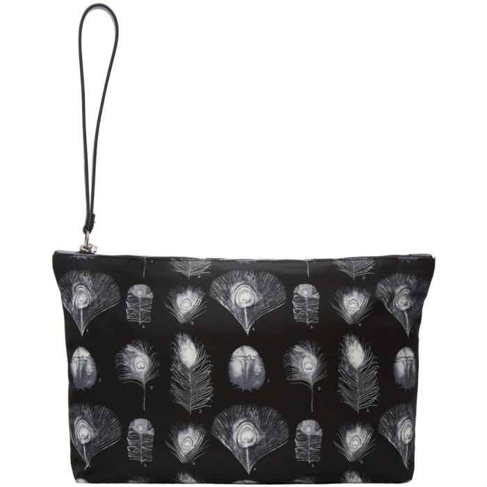 Photo: Alexander McQueen Black and Off-White Peacock Feather Pouch