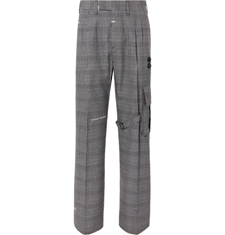 Photo: Off-White - Grey Pleated Prince of Wales Checked Cotton-Blend Suit Trousers - Gray