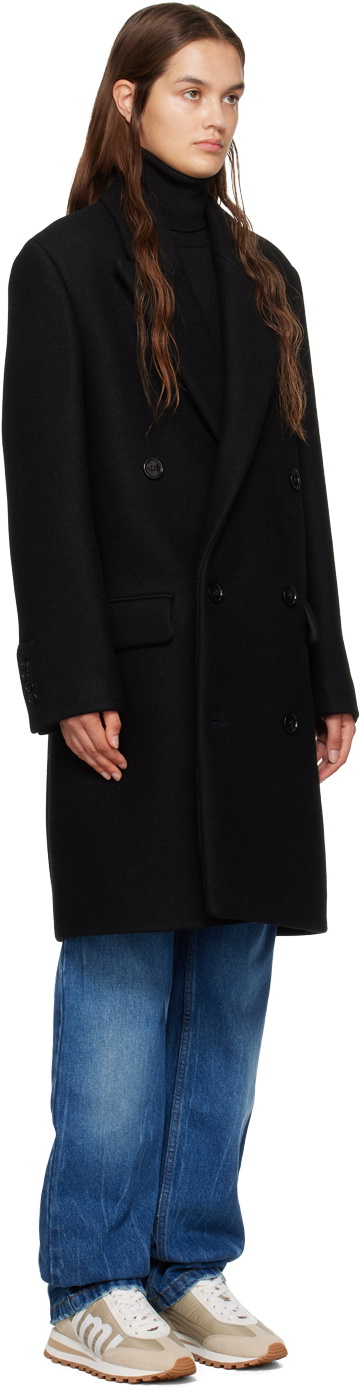 AMI Alexandre Mattiussi Black Double-Breasted Coat