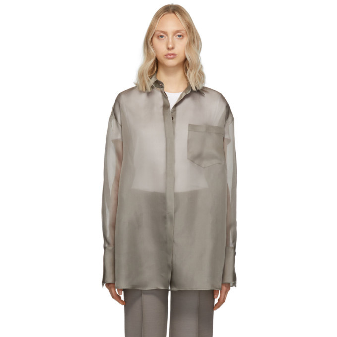 The Row Grey Silk Organza Claire Shirt The Row