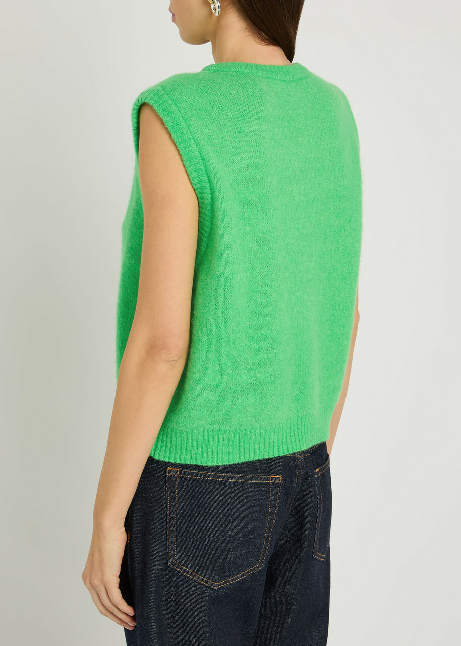 American Vintage Vitow Brushed Alpaca and Wool-blend Vest Green