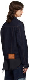 Edward Cuming Navy Knife Pleat Denim Jacket