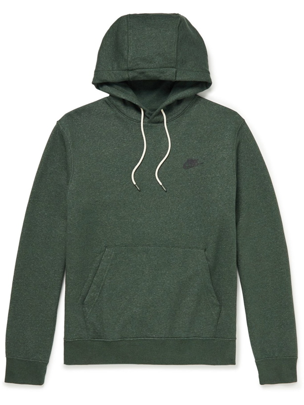 Photo: NIKE - Sportswear Logo-Print Cotton-Blend Jersey Hoodie - Green