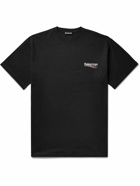 Balenciaga - Oversized Logo-Print Cotton-Jersey T-Shirt - Black