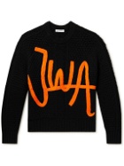 JW Anderson - Logo-Appliquéd Cable-Knit Wool Sweater - Black