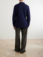 Lardini - Double-Breasted Knitted Virgin Wool Blazer - Blue