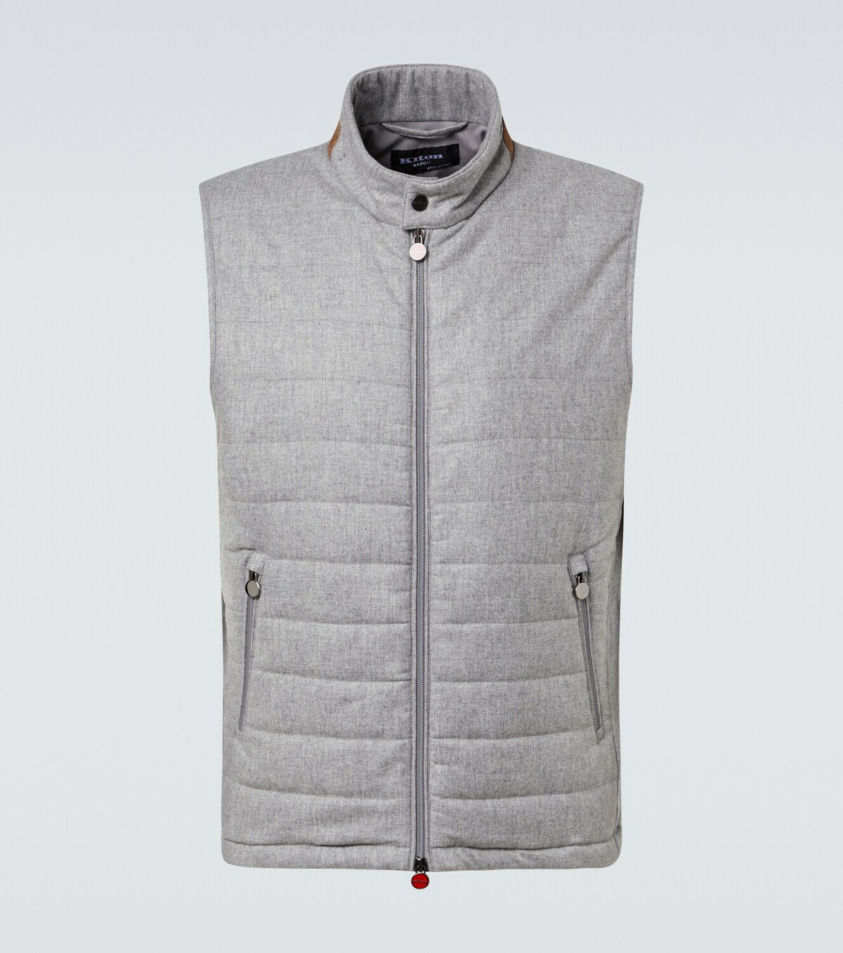 Kiton Suede-trimmed cashmere-blend vest