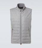 Kiton Suede-trimmed cashmere-blend vest