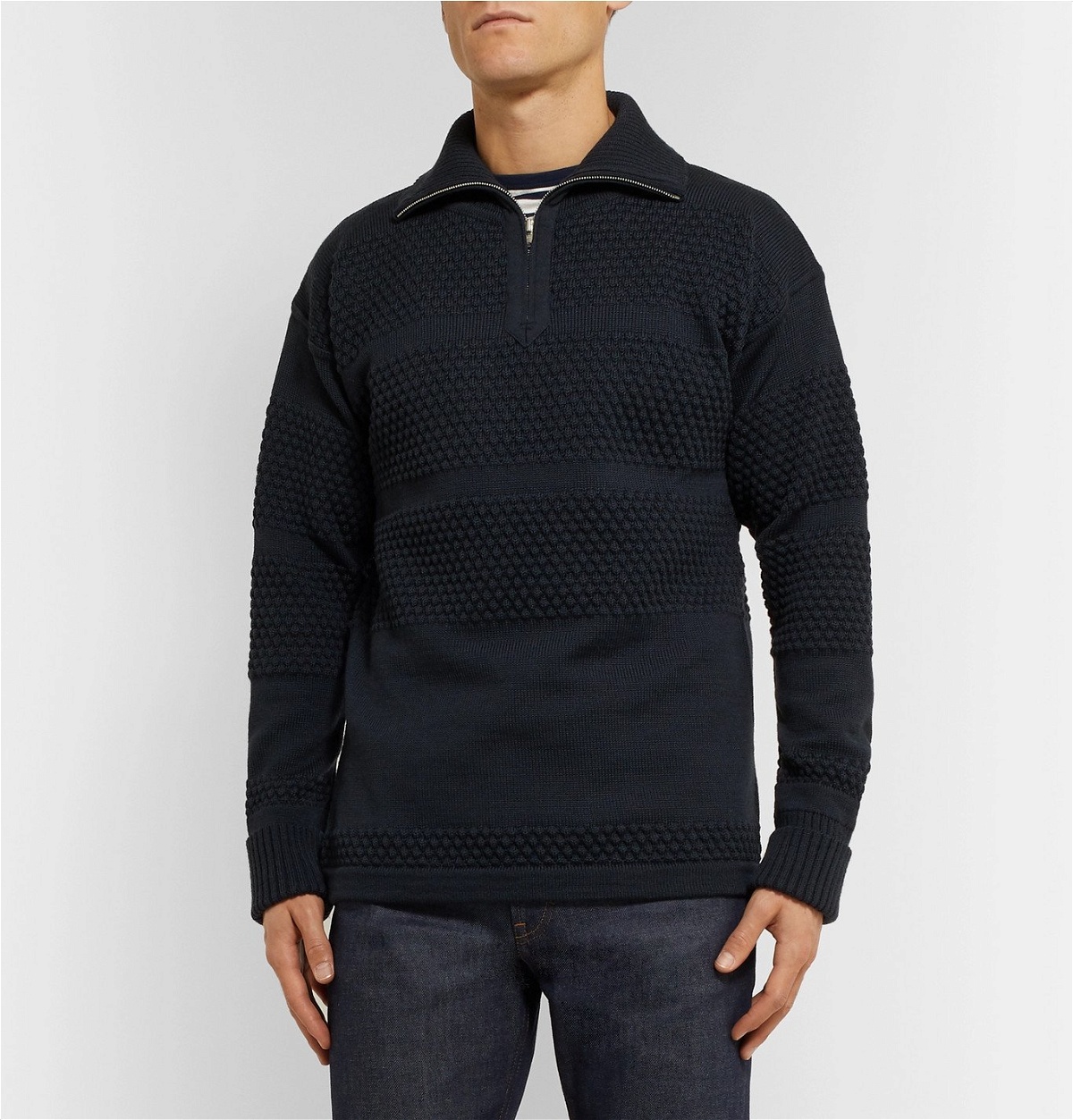 S.N.S. Herning - Virgin Wool Half-Zip Sweater - Blue S.N.S. Herning