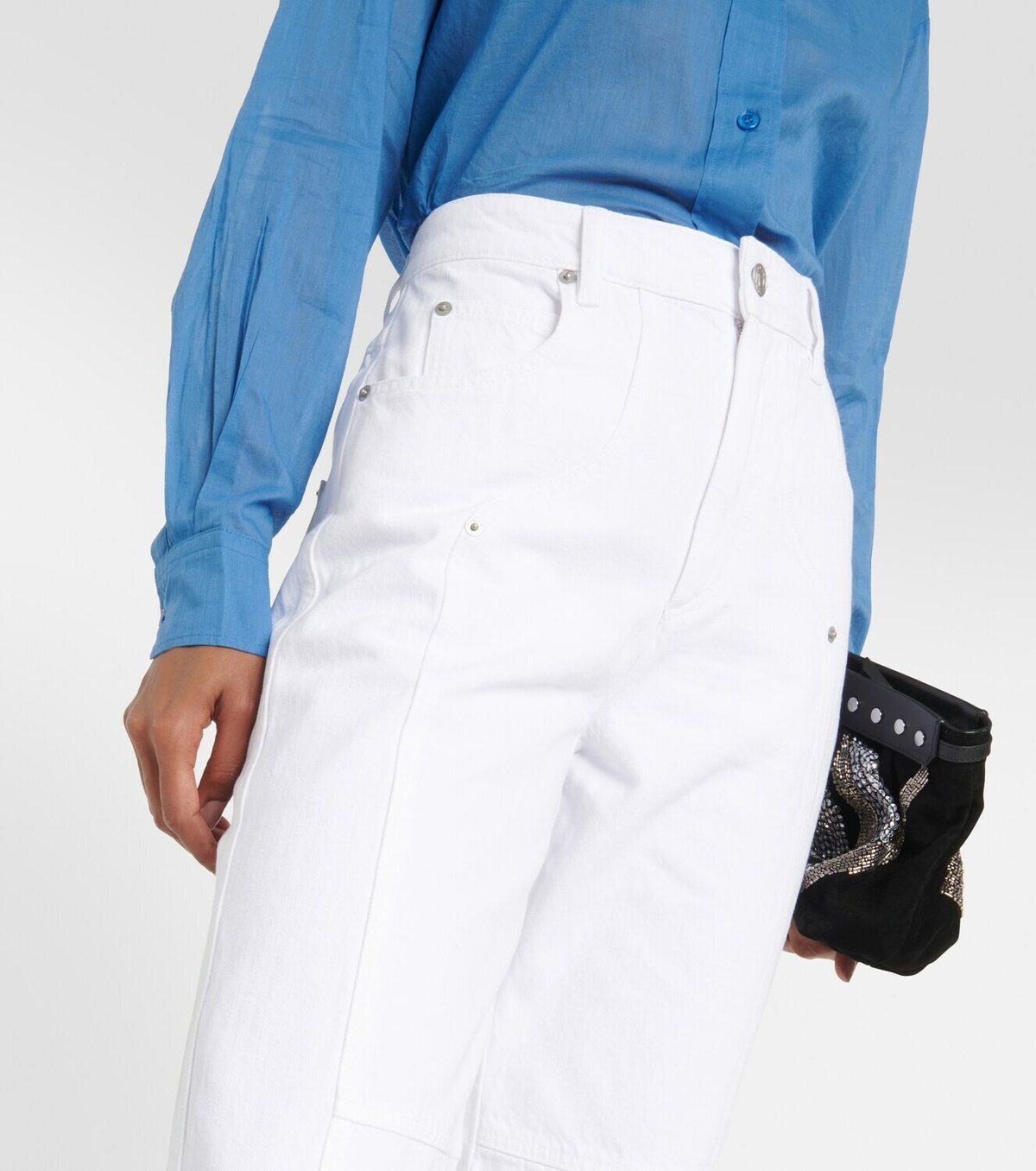 【Marant Etoile】 Valeria mid-riseストレートジーンズ MARANT ÉTOILE Valeria mid-rise straight-leg Jeans | Grey
